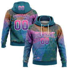 Charger l&#39;image dans la galerie, Custom Stitched Teal Pink-Purple Fade 3D Pattern Design Colorful Bubbles Sports Pullover Sweatshirt Hoodie
