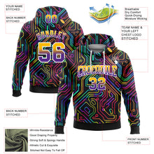 Charger l&#39;image dans la galerie, Custom Stitched Black Gold-Purple Fade 3D Pattern Design Colorful Line Shapes Sports Pullover Sweatshirt Hoodie
