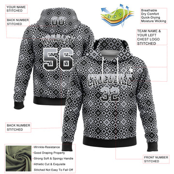 Custom Stitched Gray Black-White Fade 3D Pattern Design Geometric Square Shapes Sports Pullover Sweatshirt Hoodie