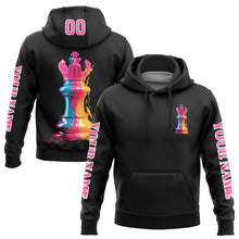 Load image into Gallery viewer, Custom Stitched Black Pink-White 3D Watercolor Chess Piece International Chess Day Sports Pullover Sweatshirt Hoodie
