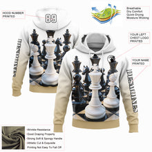 Charger l&#39;image dans la galerie, Custom Stitched White Vegas Gold-Black 3D Chess International Chess Day Sports Pullover Sweatshirt Hoodie
