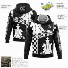 Load image into Gallery viewer, Custom Stitched Black White 3D Chess International Chess Day Sports Pullover Sweatshirt Hoodie
