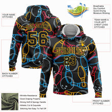 Load image into Gallery viewer, Custom Stitched Black Gold 3D Bowling Sports Pullover Sweatshirt Hoodie
