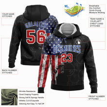 Laden Sie das Bild in den Galerie-Viewer, Custom Stitched Black Red-Royal 3D American Flag Bowling Sports Pullover Sweatshirt Hoodie
