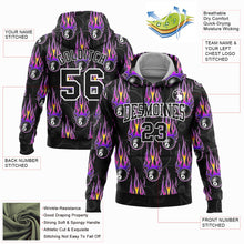 Загрузить изображение в средство просмотра галереи, Custom Stitched Black White-Purple 3D Flame Billiard Snooker 8 Ball Sports Pullover Sweatshirt Hoodie
