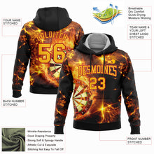 Загрузить изображение в средство просмотра галереи, Custom Stitched Black Gold-Red 3D Flame Dart Board Sports Pullover Sweatshirt Hoodie
