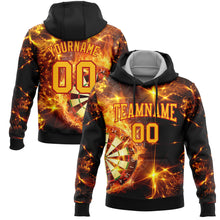 Загрузить изображение в средство просмотра галереи, Custom Stitched Black Gold-Red 3D Flame Dart Board Sports Pullover Sweatshirt Hoodie
