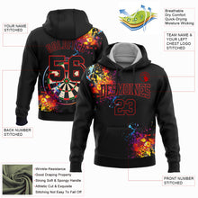 Laden Sie das Bild in den Galerie-Viewer, Custom Stitched Black Red 3D Dart Board Sports Pullover Sweatshirt Hoodie
