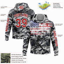 Load image into Gallery viewer, Custom Stitched Camo Red-White 3D USA Flag Sports Pullover Sweatshirt Salute To Service Hoodie
