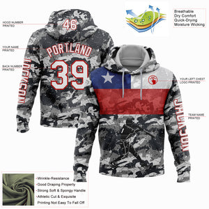 Custom Stitched Camo White-Red 3D Chile Chilean Flag Sports Pullover Sweatshirt Salute To Service Hoodie