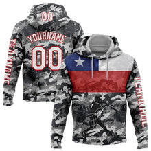 Load image into Gallery viewer, Custom Stitched Camo White-Red 3D Chile Chilean Flag Sports Pullover Sweatshirt Salute To Service Hoodie
