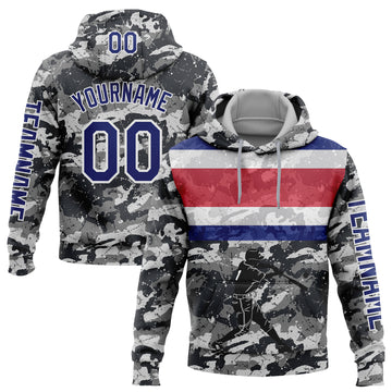 Custom Stitched Camo Royal-White 3D Costa Rica Costa Rican Flag Sports Pullover Sweatshirt Salute To Service Hoodie