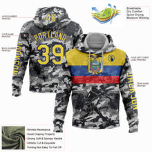 Load image into Gallery viewer, Custom Stitched Camo Yellow-Royal 3D Ecuador Ecuadorian Flag Sports Pullover Sweatshirt Salute To Service Hoodie
