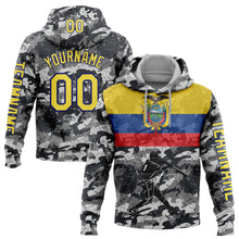 Load image into Gallery viewer, Custom Stitched Camo Yellow-Royal 3D Ecuador Ecuadorian Flag Sports Pullover Sweatshirt Salute To Service Hoodie
