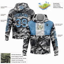 Laden Sie das Bild in den Galerie-Viewer, Custom Stitched Camo Light Blue-Black 3D Guatemala Guatemalan Flag Sports Pullover Sweatshirt Salute To Service Hoodie
