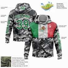 Load image into Gallery viewer, Custom Stitched Camo Kelly Green-White 3D Mexico Mexican Flag Sports Pullover Sweatshirt Salute To Service Hoodie
