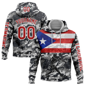 Custom Stitched Camo Red-White 3D Puerto Rico Puerto Rican Flag Sports Pullover Sweatshirt Salute To Service Hoodie