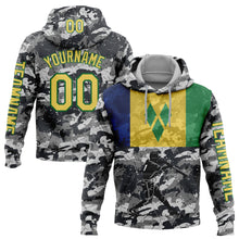 Load image into Gallery viewer, Custom Stitched Camo Yellow-Grass Green 3D Saint Vincent And The Grenadines Flag Sports Pullover Sweatshirt Salute To Service Hoodie
