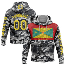 Load image into Gallery viewer, Custom Stitched Camo Yellow-Black 3D Grenada Grenadian Flag Sports Pullover Sweatshirt Salute To Service Hoodie
