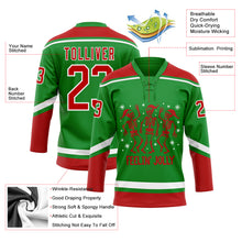 Charger l&#39;image dans la galerie, Custom Grass Green Red-White Funny Christmas 3D Hockey Lace Neck Jersey
