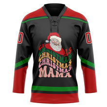 Загрузить изображение в средство просмотра галереи, Custom Black Red-Grass Green Funny Christmas 3D Hockey Lace Neck Jersey
