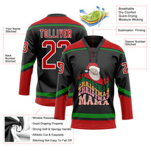 Загрузить изображение в средство просмотра галереи, Custom Black Red-Grass Green Funny Christmas 3D Hockey Lace Neck Jersey
