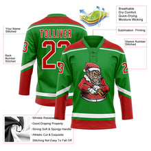 Charger l&#39;image dans la galerie, Custom Grass Green Red-White Funny Christmas 3D Hockey Lace Neck Jersey
