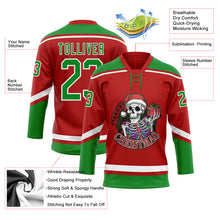 Laden Sie das Bild in den Galerie-Viewer, Custom Red Grass Green-White Funny Christmas 3D Hockey Lace Neck Jersey
