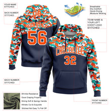 Загрузить изображение в средство просмотра галереи, Custom Stitched Camo Orange Navy-Aqua 3D Sports Pullover Sweatshirt Salute To Service Hoodie
