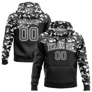 Custom Stitched Camo Steel Gray-Black 3D Sports Pullover Sweatshirt Salute To Service Hoodie