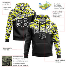 Laden Sie das Bild in den Galerie-Viewer, Custom Stitched Camo Black Neon Yellow-Steel Gray 3D Sports Pullover Sweatshirt Salute To Service Hoodie
