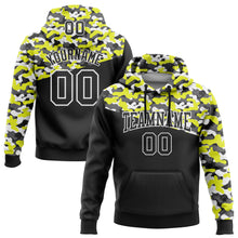 Laden Sie das Bild in den Galerie-Viewer, Custom Stitched Camo Black Neon Yellow-Steel Gray 3D Sports Pullover Sweatshirt Salute To Service Hoodie
