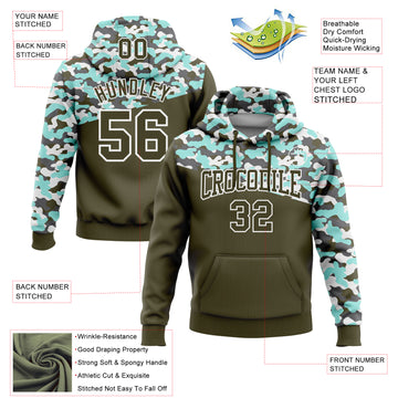 Custom Stitched Camo Olive Ice Blue-Steel Gray 3D Sports Pullover Sweatshirt Salute To Service Hoodie