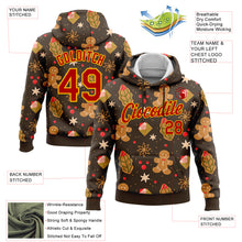 Laden Sie das Bild in den Galerie-Viewer, Custom Stitched Brown Red-Gold Funny Christmas 3D Sports Pullover Sweatshirt Hoodie
