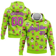 Load image into Gallery viewer, Custom Stitched Neon Green Pink-Thunder Blue Funny Christmas 3D Sports Pullover Sweatshirt Hoodie
