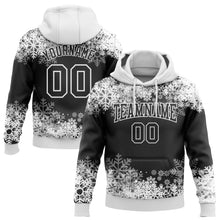 Laden Sie das Bild in den Galerie-Viewer, Custom Stitched Black White Christmas Snowflakes 3D Sports Pullover Sweatshirt Hoodie
