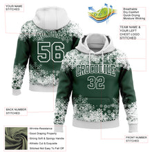 Laden Sie das Bild in den Galerie-Viewer, Custom Stitched Green White Christmas Snowflakes 3D Sports Pullover Sweatshirt Hoodie
