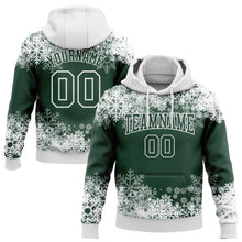 Laden Sie das Bild in den Galerie-Viewer, Custom Stitched Green White Christmas Snowflakes 3D Sports Pullover Sweatshirt Hoodie
