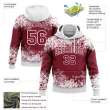 Загрузить изображение в средство просмотра галереи, Custom Stitched Crimson White Christmas Snowflakes 3D Sports Pullover Sweatshirt Hoodie
