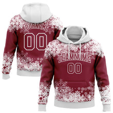 Загрузить изображение в средство просмотра галереи, Custom Stitched Crimson White Christmas Snowflakes 3D Sports Pullover Sweatshirt Hoodie
