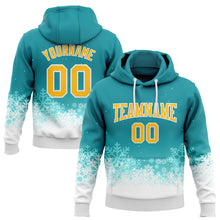 Charger l&#39;image dans la galerie, Custom Stitched Teal Gold-White Christmas Snowflakes 3D Sports Pullover Sweatshirt Hoodie
