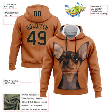 Custom Stitched Orange Black-Old Gold 3D Pattern Design Prague Ratter Sports Pullover Sweatshirt Hoodie