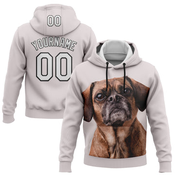 Custom Stitched Gray Black 3D Pattern Design Puggle Sports Pullover Sweatshirt Hoodie