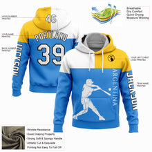 Загрузить изображение в средство просмотра галереи, Custom Stitched Powder Blue Yellow-Black 3D Argentina Argentinian Flag Sports Pullover Sweatshirt Hoodie
