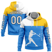 Загрузить изображение в средство просмотра галереи, Custom Stitched Powder Blue Yellow-Black 3D Argentina Argentinian Flag Sports Pullover Sweatshirt Hoodie
