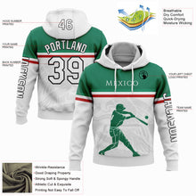 Load image into Gallery viewer, Custom Stitched White Kelly Green Red-Black 3D Mexico Mexican Flag Sports Pullover Sweatshirt Hoodie
