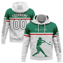 Load image into Gallery viewer, Custom Stitched White Kelly Green Red-Black 3D Mexico Mexican Flag Sports Pullover Sweatshirt Hoodie
