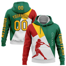 Laden Sie das Bild in den Galerie-Viewer, Custom Stitched Kelly Green Gold Red-Black 3D Guyana Guyana Flag Sports Pullover Sweatshirt Hoodie
