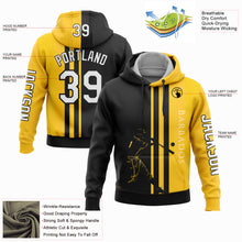 Laden Sie das Bild in den Galerie-Viewer, Custom Stitched Gold White-Black 3D Barbados Barbadian Flag Sports Pullover Sweatshirt Hoodie
