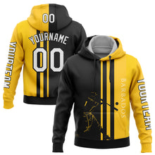 Laden Sie das Bild in den Galerie-Viewer, Custom Stitched Gold White-Black 3D Barbados Barbadian Flag Sports Pullover Sweatshirt Hoodie
